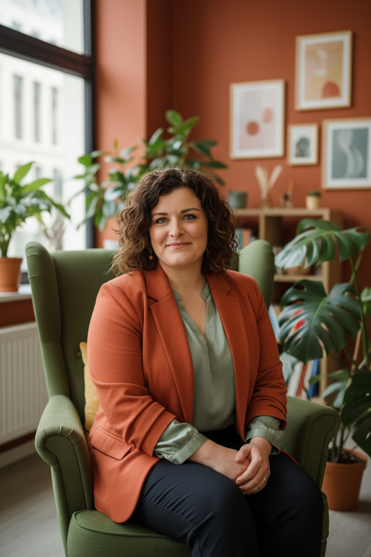 Professionele coach portret zittend